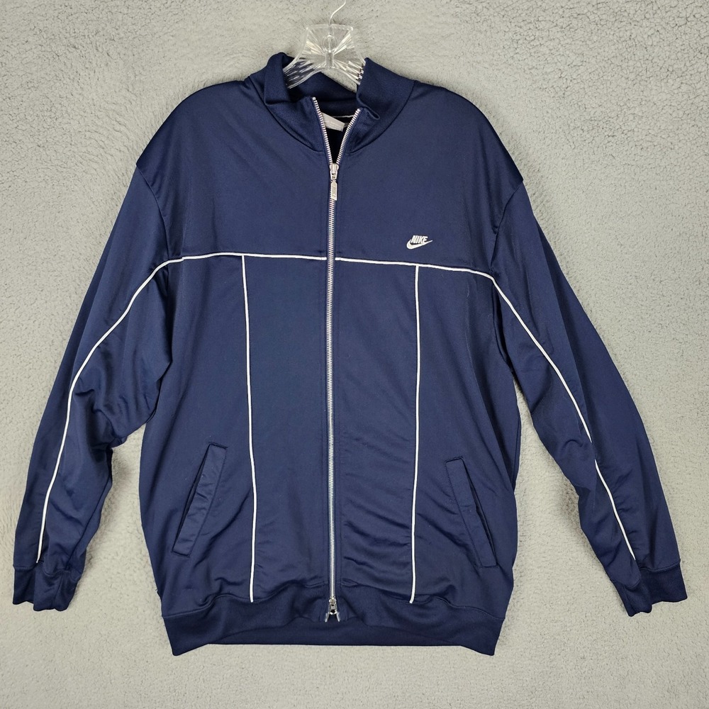 Nike‎ Track Jacket Mens XL Y2K White Piping Detail Long Sleeve Full Zip